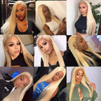 Medium Long Straight Hair Dyed Headgear Golden Synthetic Wigs