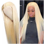 Medium Long Straight Hair Dyed Headgear Golden Synthetic Wigs