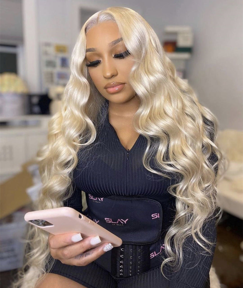 Wigs, Long Curly Hair, Popular Light Gold Big Wave Wigs