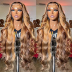 Women's Medium Large Wave Piano Color Long Curly Hair Full-head Wig Front Lace Wig